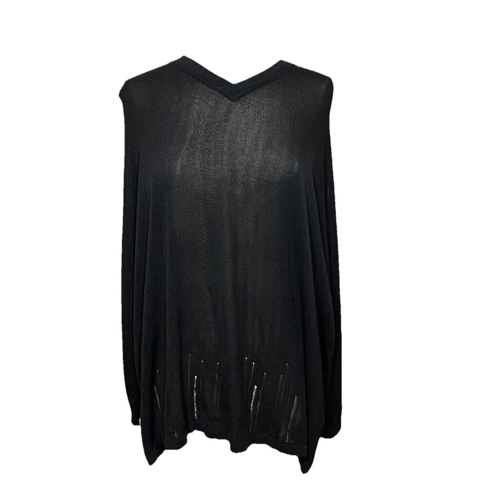 Shirin Guild Sweater Top L Womens Black Long Sleeve Viscose Cotton Lagenlook